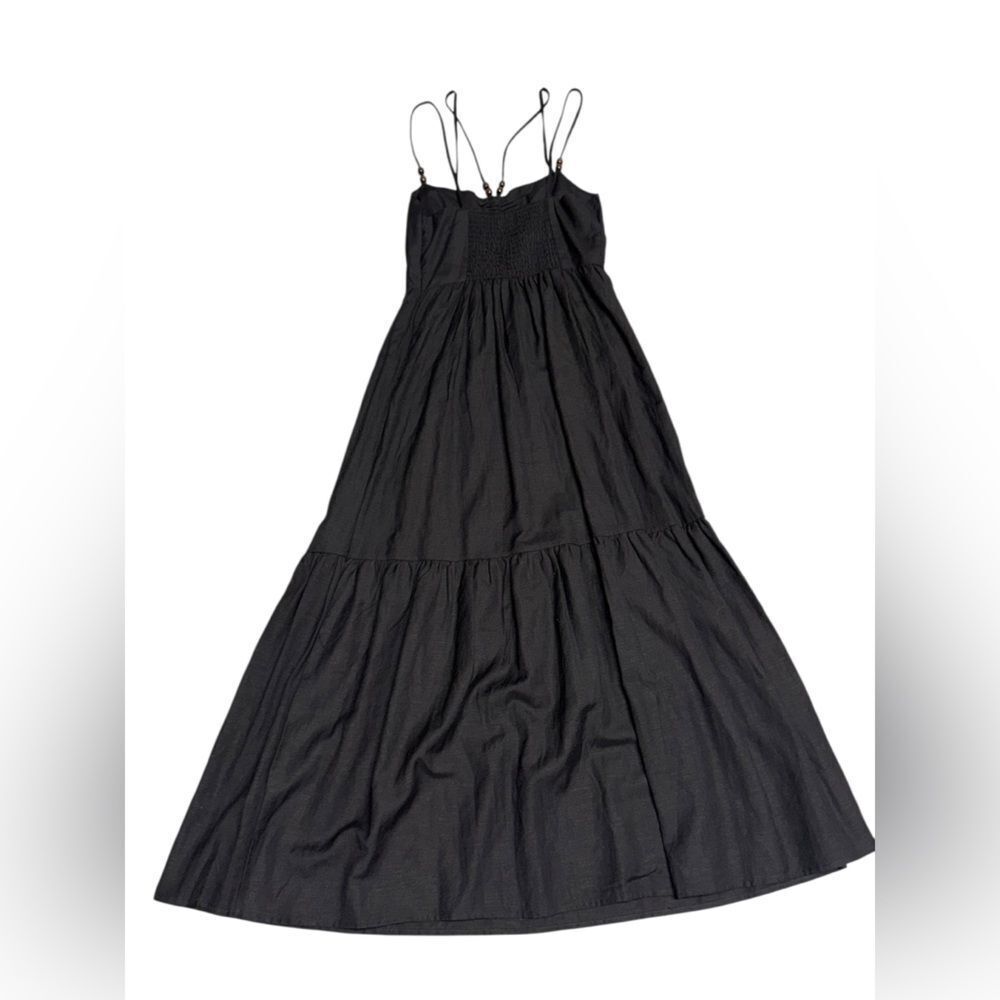 JASON WU Dbl Strap Linen w/ Cutout & wooden Beads on straps maxi dress sz small - Picture 5 of 8